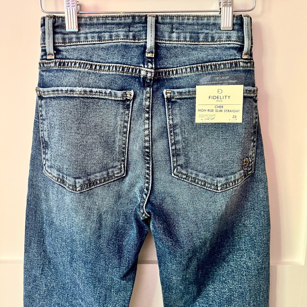NWT Fidelity Denim Cher High Rise Slim Straight Leg Ankle Size 23 All Star